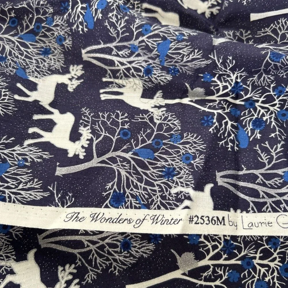 Wonders of Winter Cotton Quilting Fabric Laurie Godin Northcott Deer Nature